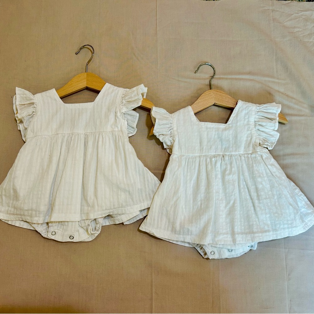 Sweet White Baby Romper Dress Set